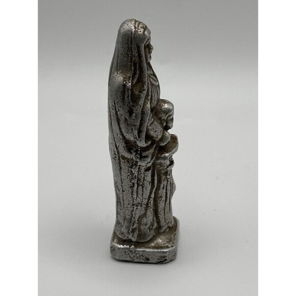 Vintage Pewter Metal Catholic Saint St Anne Statue Figure 3” - Picture 4 of 5